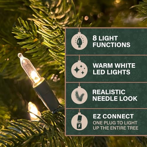 6.5 Ft. Carmel Pine Slim Artificial Christmas Tree with Warm White LED Lights and Stand