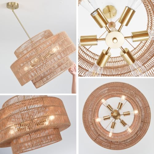 6-Light 3-Tier Rattan Chandelier