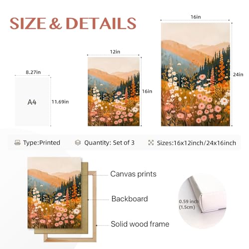 Framed Mountain Wildflower Wall Art Set of 3 (3 Count)
