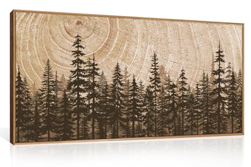 Rustic Pine Tree Forest Framed Canvas Wall Art Set