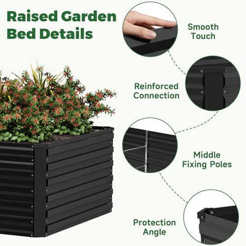 8x4x3ft Outdoor Metal Raised Garden Bed (2 Count)