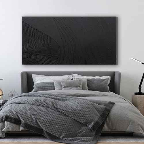 Canvas Wall Art Decor Modern Textured Wall Art Decor Canvas Art Wall Decor Black Silence Wall Painting Decorations Artwork Wall Art Prints for Room Living Room Bedroom Office Decor 24"X48"