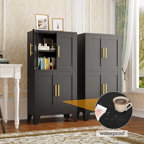 47” Black Metal Bathroom Storage Cabinet