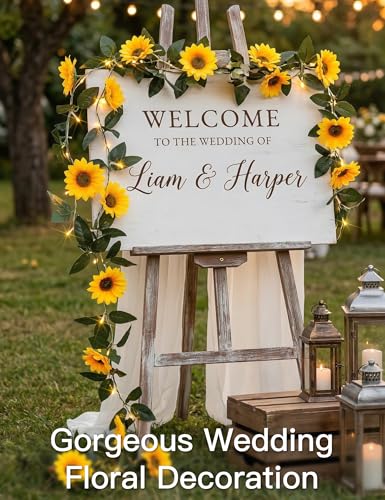 Sunflower Garland with 60LED Fairy Light Battery Operated Clear Wire