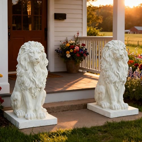 Large Lion Statue Outdoor Guardian Garden Sculpture Royal Art Front Porch
