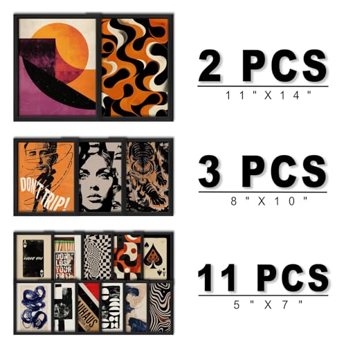 16 PCS Framed Retro 70s Wall Art Decor (16 Count)