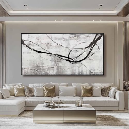 Line Wall Art Pictures Modern Wall Decor Black and White Canvas Wall Paintings 36"x70" Large Poster Printing for Dining Room Bedroom