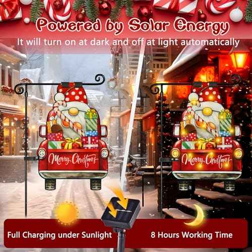 28x40 Solar Christmas Dwarf Garden Flag