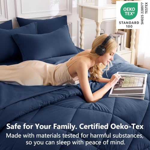 Twin XL Comforter Set with Sheets Navy