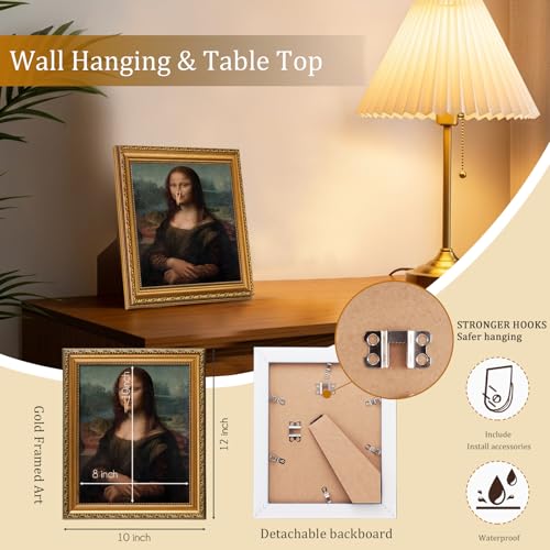 Vintage Gold Framed Wall Art for Home Decor
