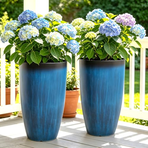 Autodaya 24" Large Tall Outdoor Planters Set of 2 (2 Count)