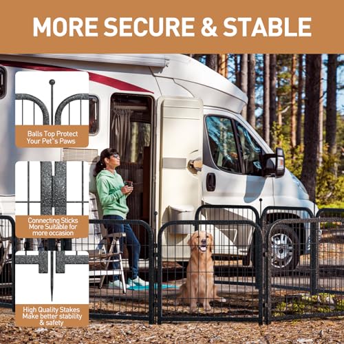 Metal Dog Playpen 32in H 24 Panels Heavy Duty Dog Fence