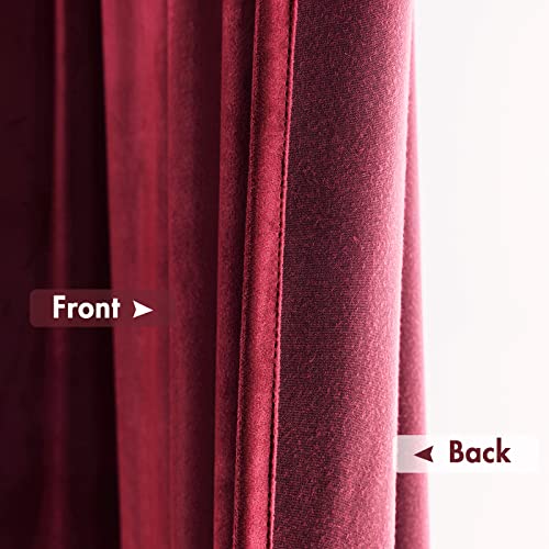 Burgundy Red Blackout Velvet Curtains Drapes 90 Inch Long 52"x90" (2 Count)