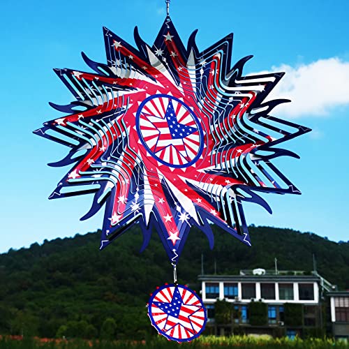 12in American Flag Patriotic Wind Spinner Gifts for Men Dad
