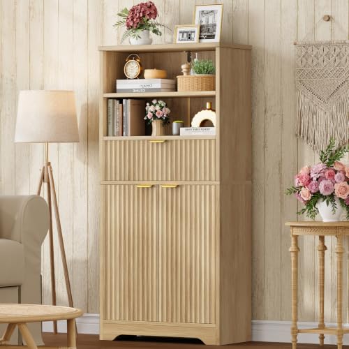 Tall Storage Cabinet with Adjustable Shelf & Drawer