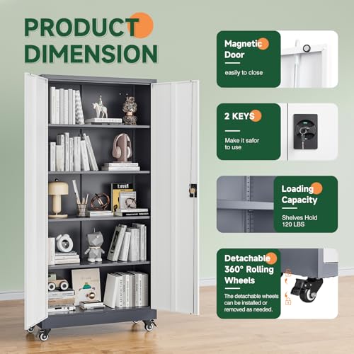 Metal Garage Storage Cabinets with Lock Door and Adjustable Shelves