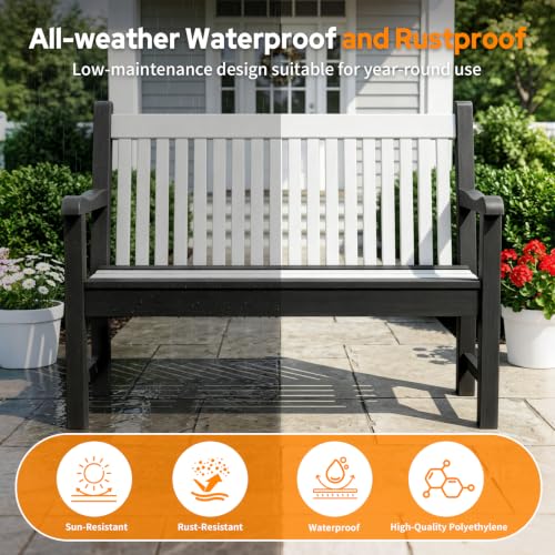 2 Person Outdoor Bench with 700 Lbs Weight Capacity