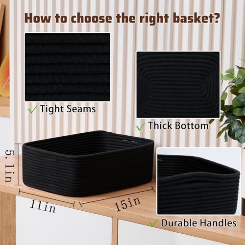 Large Shallow Organizing Baskets 15x11x5.1 Inches (4 Count)