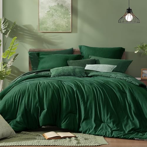 Full Size Comforter Set 7 Pieces Emerald Green Bed in a Bag