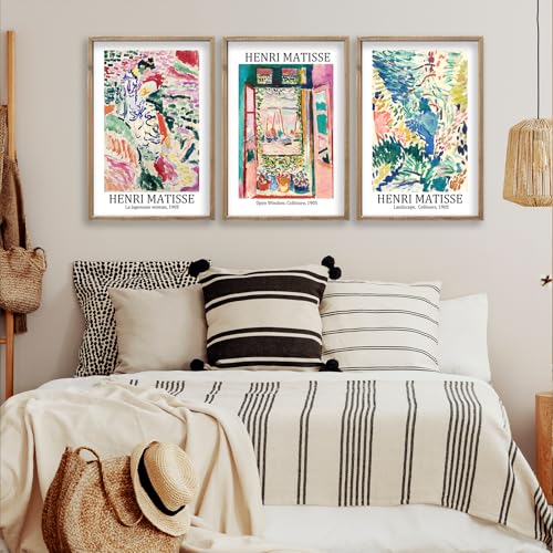 Henri Matisse Wall Art Decor Set of 3 16x11 Inch Wood Framed (3 Count)