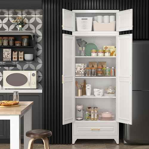 90" Metal Storage Cabinet with Doors and 3 Adjustable Shelves