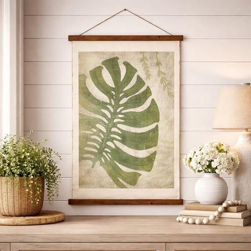 Botanical Monstera Leaf Canvas Wall Tapestry