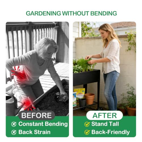 2 Pack 32" Tall Elevated Raised Garden Bed with Wheels and Shelf (2 Count)