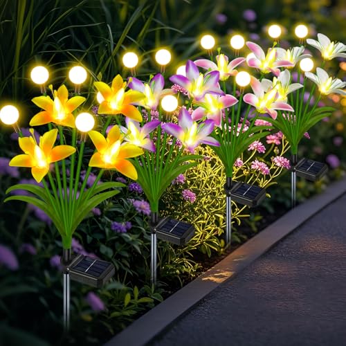 4 Pack Lily Flower Solar Garden Lights (2 Count)