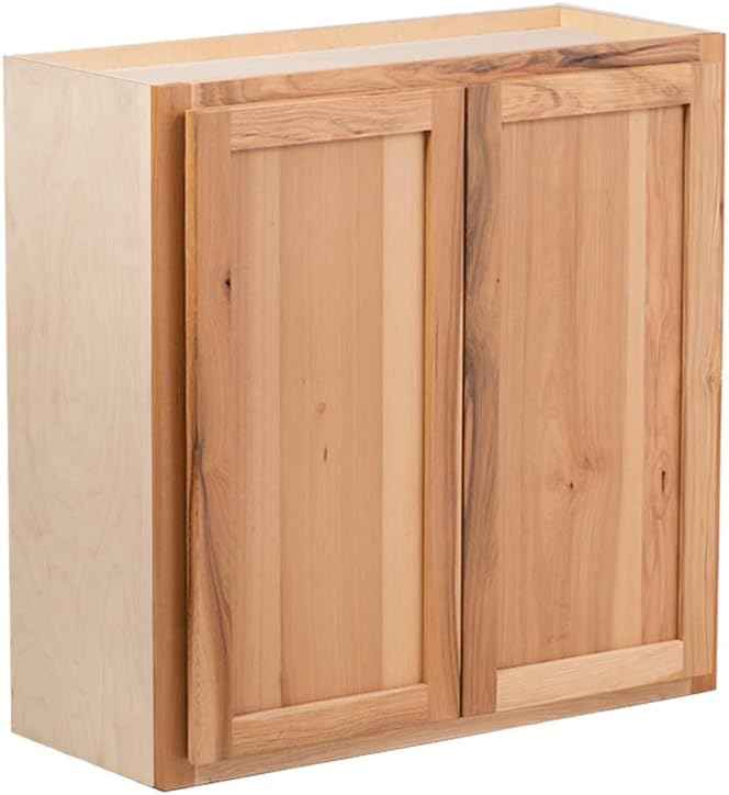 Quicklock RTA (Ready-to-Assemble) 42" Tall Wall Kitchen Cabinets - Shaker Style | 100% Hardwood | Made in America | Soft Close Hardware (Rustic Hickory, 12" D x 30" W x 42" H)