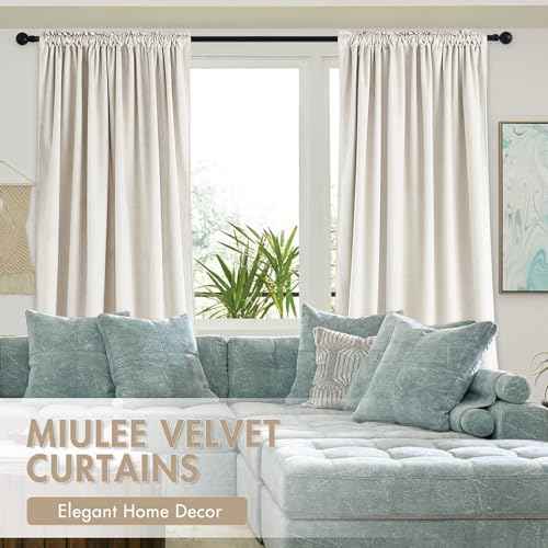 Ivory Blackout Velvet Curtains Drapes 108 Inch Long 52"x108" Bedroom (2 Count)