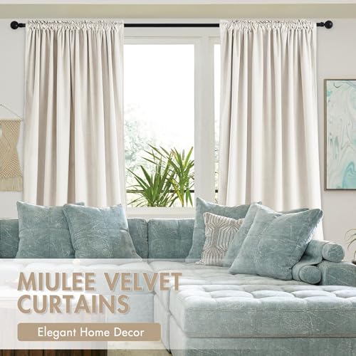 Ivory Blackout Velvet Curtains Drapes 90 Inch Long 52"x90" Bedroom (2 Count)