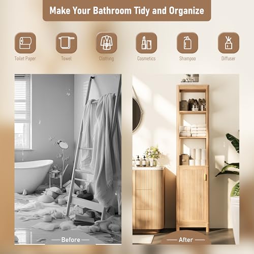 68'' Tall Narrow Storage Cabinet with Adjustable Shelf and Door