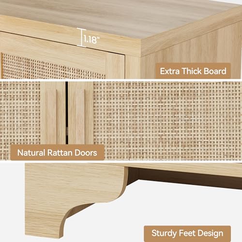 Natural Rattan Storage Cabinet with Shelves
