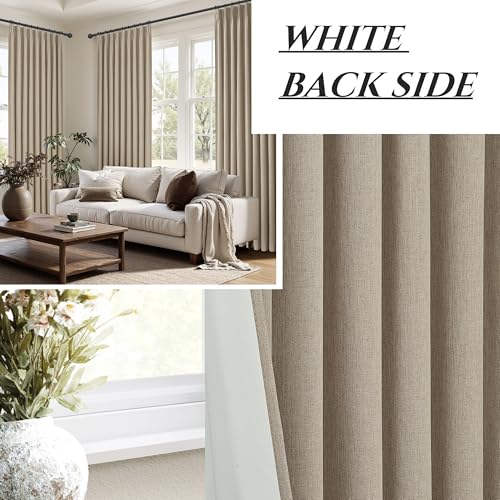 Curtains 60 Inch Length Wide Pinch Pleated Black Out Curtain 84 Inch Long for Living Room