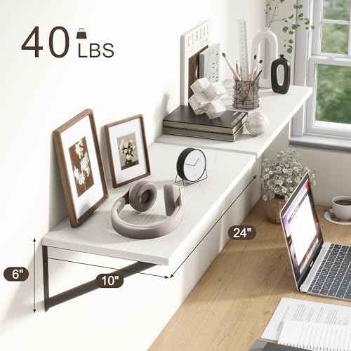 Deep White Floating Shelves for Wall (2 Count)