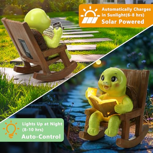 Solar Garden Turtle Statues with Lights