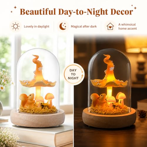 Mushroom Lamp in Glass Dome