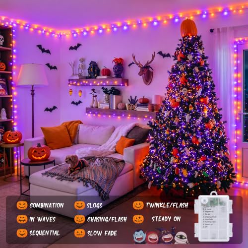 33FT 100 LED Orange and Purple Halloween Lights (100 Count)