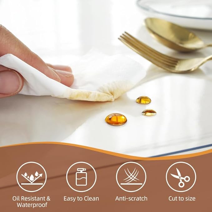 Warmstar Clear Table Cover Protector 20 x 36 Inch,1.5mm Thick Plastic Table Cover Rectangle,PVC Clear Table Protector,Desk Protector Mat for Kitchen, Dresser, Writing Desk，Dining Room Table
