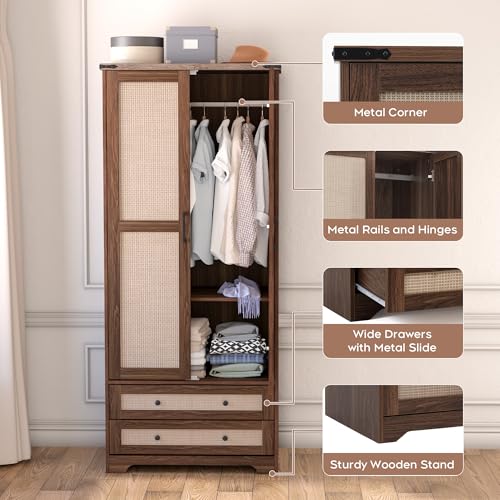 Wooden Armoire Wardrobe Closet with Drawers