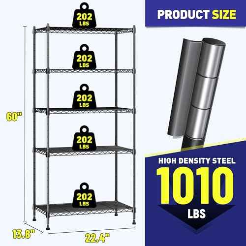 1010LBS Storage Shelves Adjustable Metal shelving Unit 5 Tier Wire Shelving (3 Count)