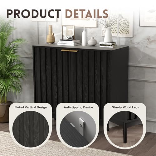 Fluted Buffet Cabinet with Storage