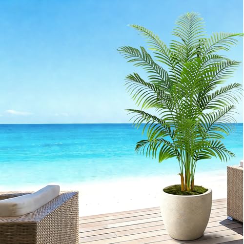 2 Pack Artificial Palm Tree Indoor Plant 7FT Tall Fake Tropical Palm Tree in Pot (2 Count)