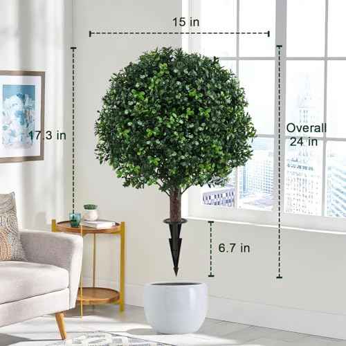 2 Pack UV Resistant Artificial Boxwood Plants Outdoor Topiary (2 Count)