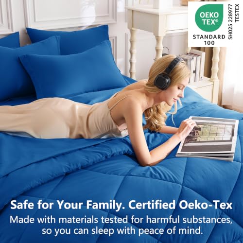 Queen Comforter Set Classic Blue
