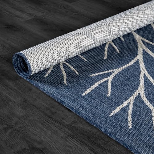 Washable Indoor Outdoor Rug 5x7 Modern Area Rugs Branch Pattern Non Shedding Waterproof Easy Clean Patio Deck Porch Living Room Bedroom Garden RV (35 Sq Ft)