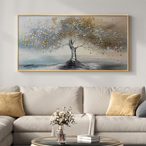 Large Gold Framed Tree of Life Wall Art for Living Room