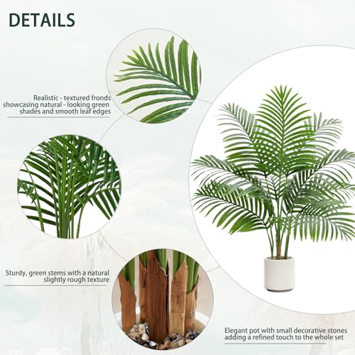 2 Pack Artificial Palm Tree Indoor Plant 3FT Tall Fake Tropical Palm Tree in Pot