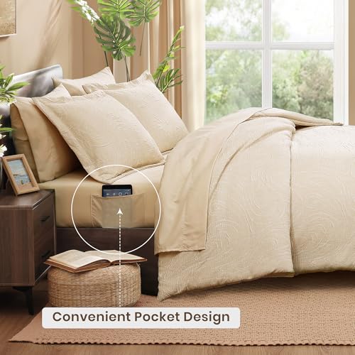 King Size Comforter Set 7 Pieces Birch Marble Bed in a Bag
