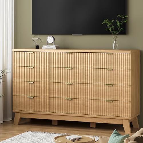 Fluted Dresser for Bedroom with 12 Drawers